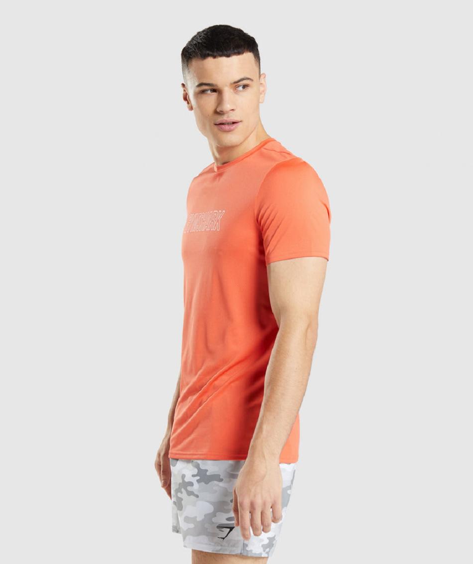 T Shirts Gymshark Arrival Estampadas Hombre Naranjas | CO 3345VRW